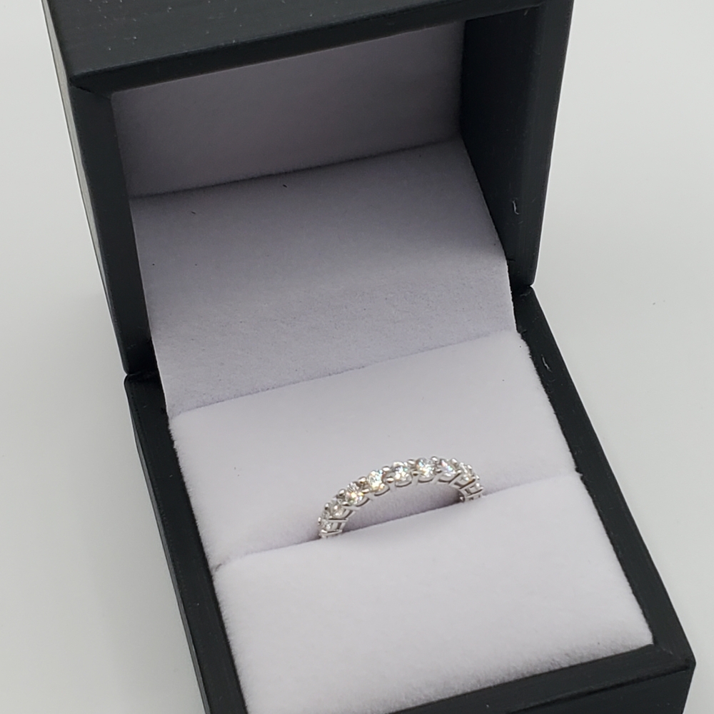 VVS1 Moissanite 925 Silver Eternity Ring 3mm Size 6, 7, 8, GRA Certificate, NEW